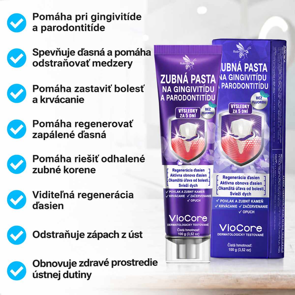 🥑🥑Rolimey® VioCore zubná pasta na liečbu zápalu ďasien a parodontitídy s včelím jedom