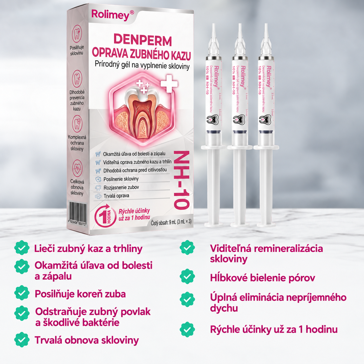 🇸🇰🚩🚩Rolimey® DenPerm – Prírodný gél na doplnenie zubnej skloviny na obnovu zubov poškodených kazom