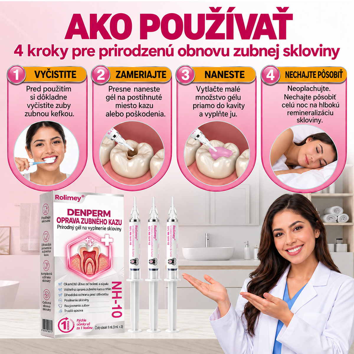 🇸🇰🚩🚩Rolimey® DenPerm – Prírodný gél na doplnenie zubnej skloviny na obnovu zubov poškodených kazom