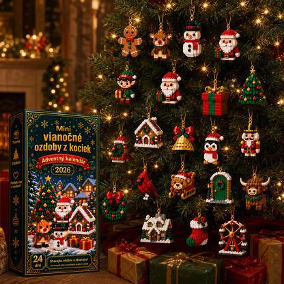 🎁🎁𝐁𝐢𝐥𝐥𝐡𝐨𝐥® 24-dielny mini adventný kalendár s vianočnými ozdobami | 24 jedinečných sviatočných motívov na vlastnoručné zostavenie, vrátane háčikov na zavesenie – ideálne na zdobenie vianočných stromčekov, vencov a sviatočných dekorácií