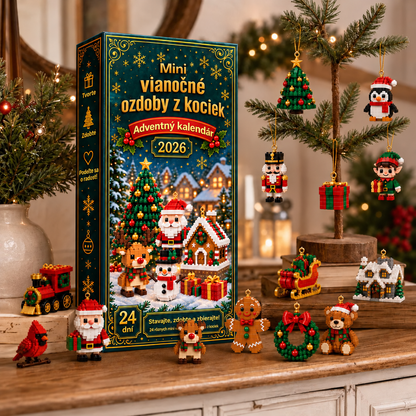 🎁🎁𝐁𝐢𝐥𝐥𝐡𝐨𝐥® 24-dielny mini adventný kalendár s vianočnými ozdobami | 24 jedinečných sviatočných motívov na vlastnoručné zostavenie, vrátane háčikov na zavesenie – ideálne na zdobenie vianočných stromčekov, vencov a sviatočných dekorácií